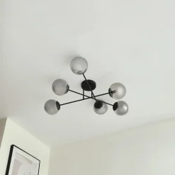 loftlampe Isamer, røggrå, Ø 80 cm, kugle^Lindby Best