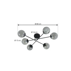 loftlampe Isamer, røggrå, Ø 80 cm, kugle^Lindby Best