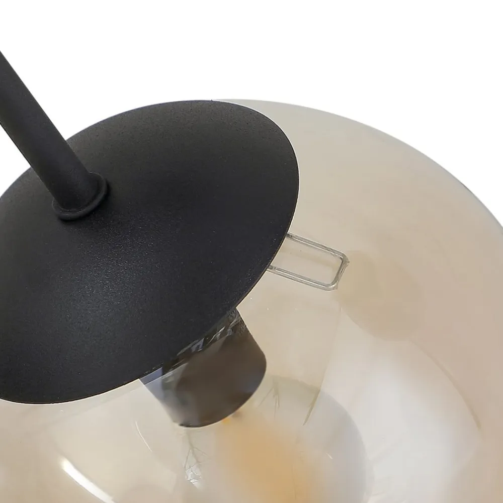 Lindby loftlampe Isamer, smoke grey/amber, Ø 80 cm, globe