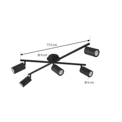 loftlampe Joffrey, 78 cm, sort, 5 lyskilder, GU10^Lindby Hot