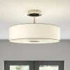Lindby loftlampe Josia, hvid, stof, Ø 47 cm, E27