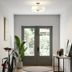 Lindby loftlampe Josia, hvid, stof, Ø 47 cm, E27