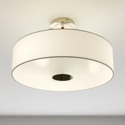Lindby loftlampe Josia, hvid, stof, Ø 47 cm, E27