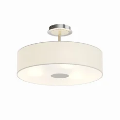 Lindby loftlampe Josia, hvid, stof, Ø 47 cm, E27