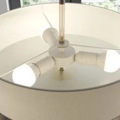 Lindby loftlampe Josia, hvid, stof, Ø 47 cm, E27