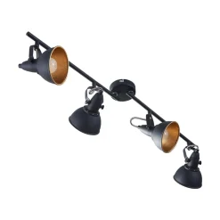 Lindby loftlampe Julin, 85 cm, 4 lyskilder, sort-guld