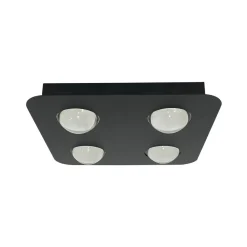 Lindby Arbejdsrum/Kontor>loftlampe Jyla, sort, 4.200 K, 4 lyskilder, linse