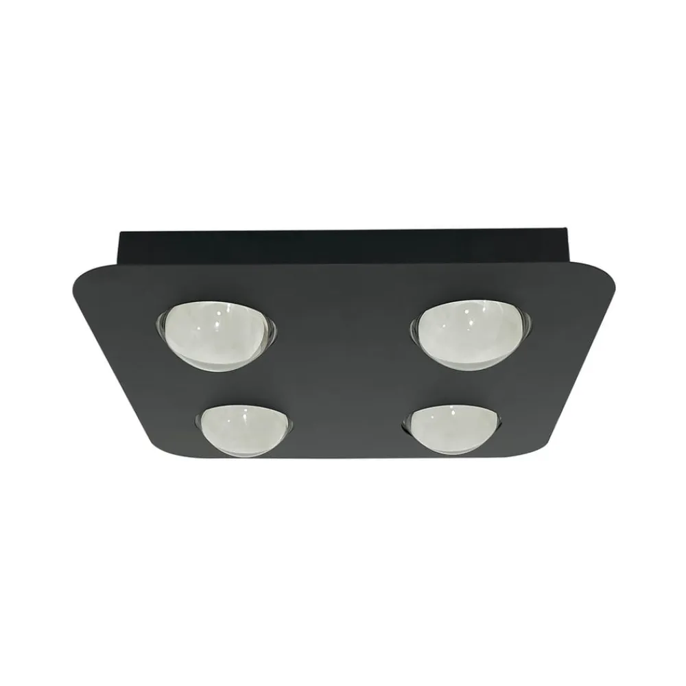 Lindby Arbejdsrum/Kontor>loftlampe Jyla, sort, 4.200 K, 4 lyskilder, linse