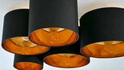 Lindby loftlampe Laurenz, 5 lyskilder, 83 cm sort/guld