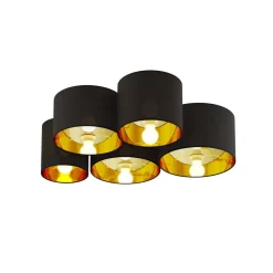 Lindby loftlampe Laurenz, 5 lyskilder, 83 cm sort/guld