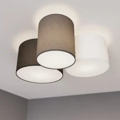loftlampe Laurenz, 3 lyskilder, grå/brun, tekstil^Lindby Clearance