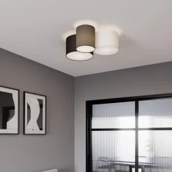 loftlampe Laurenz, 3 lyskilder, grå/brun, tekstil^Lindby Clearance