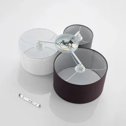 loftlampe Laurenz, 3 lyskilder, grå/brun, tekstil^Lindby Clearance