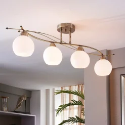 Lindby Loftlamper|Loftlamper>loftlampe Leanda, 80 cm, 4 lyskilder, metal, glas