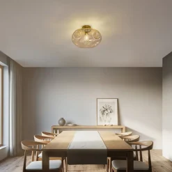 loftlampe Lelia, ravfarvet, glas, Ø 35 cm^Lindby Discount