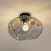 loftlampe Lelia, røggrå, glas, Ø 35 cm^Lindby New