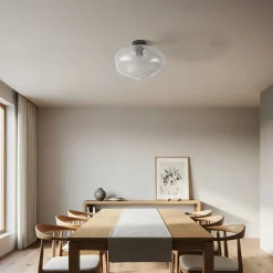 loftlampe Lelia, røggrå, glas, Ø 35 cm^Lindby New