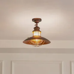 Lindby loftlampe Louisanne, brun, metal, Ø 35cm