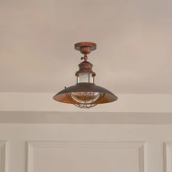 Lindby loftlampe Louisanne, brun, metal, Ø 35cm