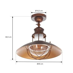 Lindby loftlampe Louisanne, brun, metal, Ø 35cm