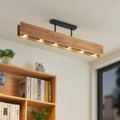 Lindby Loftlamper>loftlampe Malwin, GU10, 100 cm lang, 6 lyskilder, træ