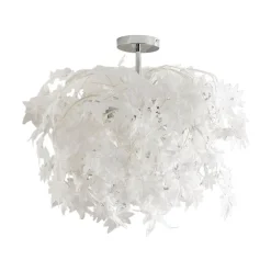 Lindby loftlampe Maple, Ø 70 cm, krom, hvid, tekstil