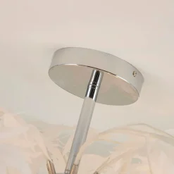 Lindby loftlampe Maple, Ø 70 cm, krom, hvid, tekstil