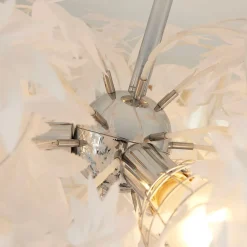 Lindby loftlampe Maple, Ø 70 cm, krom, hvid, tekstil