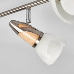 loftlampe Marena, 6 lyskilder, glas, træ, 180 cm lang^Lindby Clearance