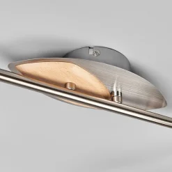 loftlampe Marena, 6 lyskilder, glas, træ, 180 cm lang^Lindby Clearance