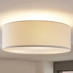 Lindby Loftlamper|Loftlamper>loftlampe Mariat, hvid, hør, Ø 45 cm, E27