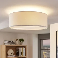 Lindby Loftlamper|Loftlamper>loftlampe Mariat, hvid, hør, Ø 45 cm, E27