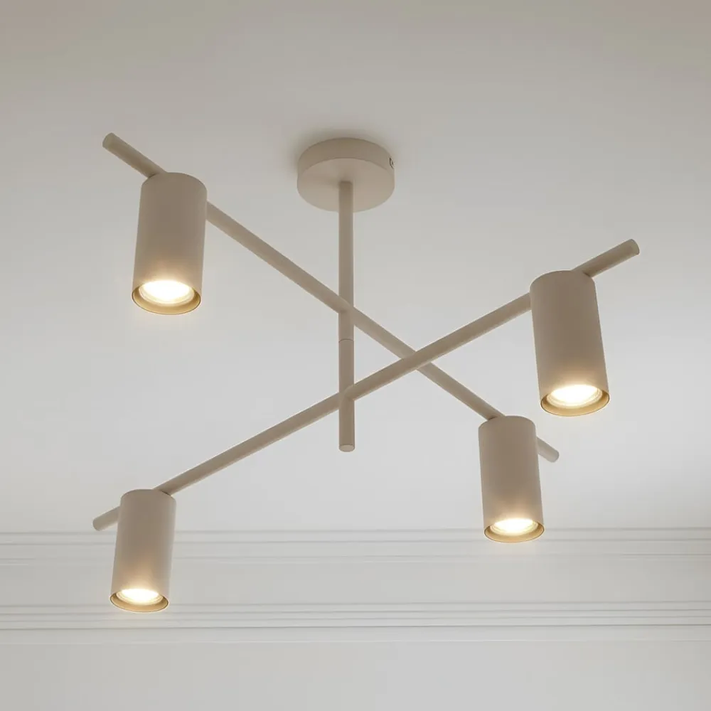 Lindby loftlampe Marilou, beige, 4 lyskilder, Ø 70 cm