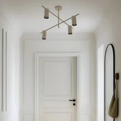 Lindby loftlampe Marilou, beige, 4 lyskilder, Ø 70 cm