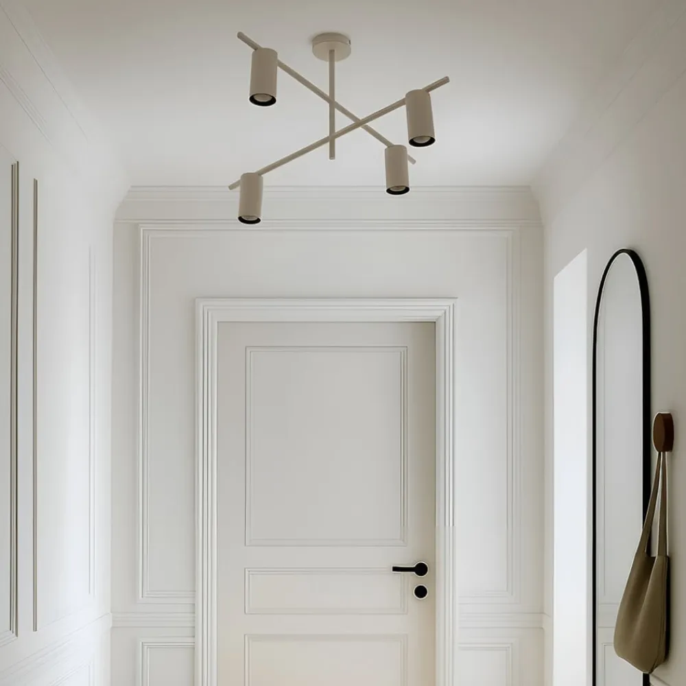 Lindby loftlampe Marilou, beige, 4 lyskilder, Ø 70 cm