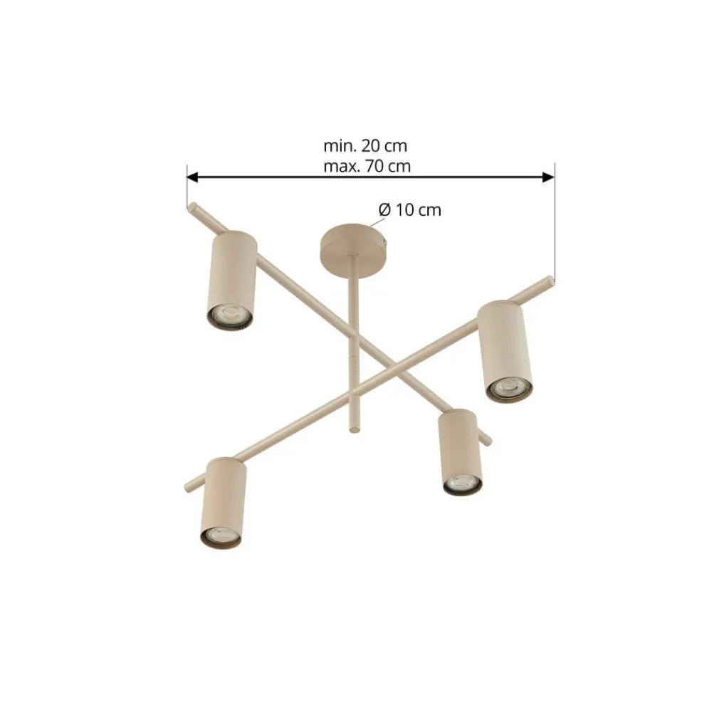 Lindby loftlampe Marilou, beige, 4 lyskilder, Ø 70 cm