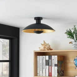 Lindby loftlampe Narisara, Ø 40 cm, E27, sort-guld
