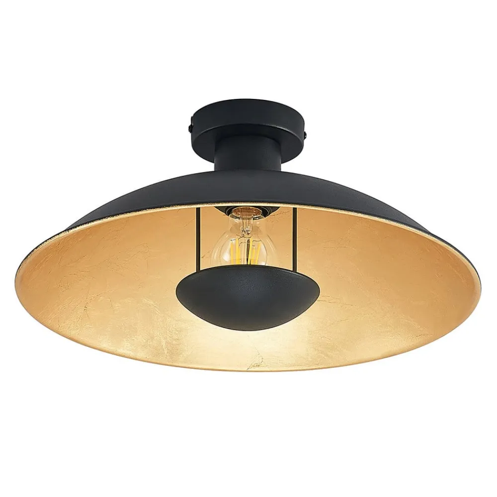 Lindby loftlampe Narisara, Ø 40 cm, E27, sort-guld