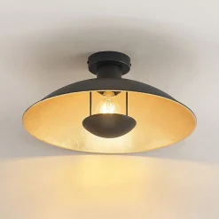 Lindby loftlampe Narisara, Ø 40 cm, E27, sort-guld