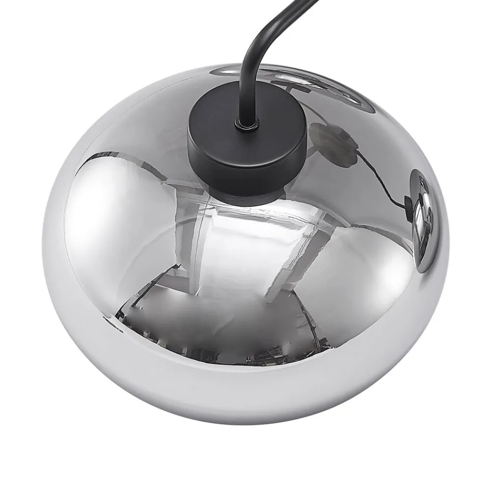 loftlampe Navidia, Ø 67 cm, sort, røgfarvet glas^Lindby Discount