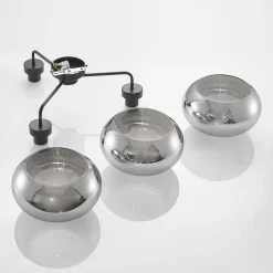 loftlampe Navidia, Ø 67 cm, sort, røgfarvet glas^Lindby Discount