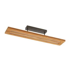 Lindby loftlampe Nesaja, sort, træ, 98 cm, dæmpbar