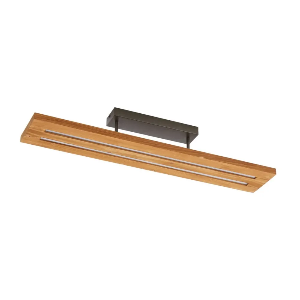 Lindby loftlampe Nesaja, sort, træ, 98 cm, dæmpbar