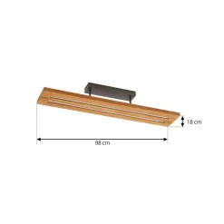 Lindby loftlampe Nesaja, sort, træ, 98 cm, dæmpbar