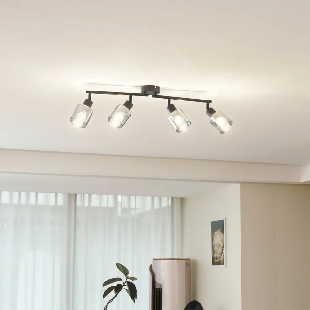 loftlampe Netty, 4 lyskilder, grå, glas^Lindby Hot