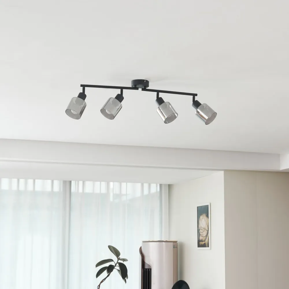 loftlampe Netty, 4 lyskilder, grå, glas^Lindby Hot