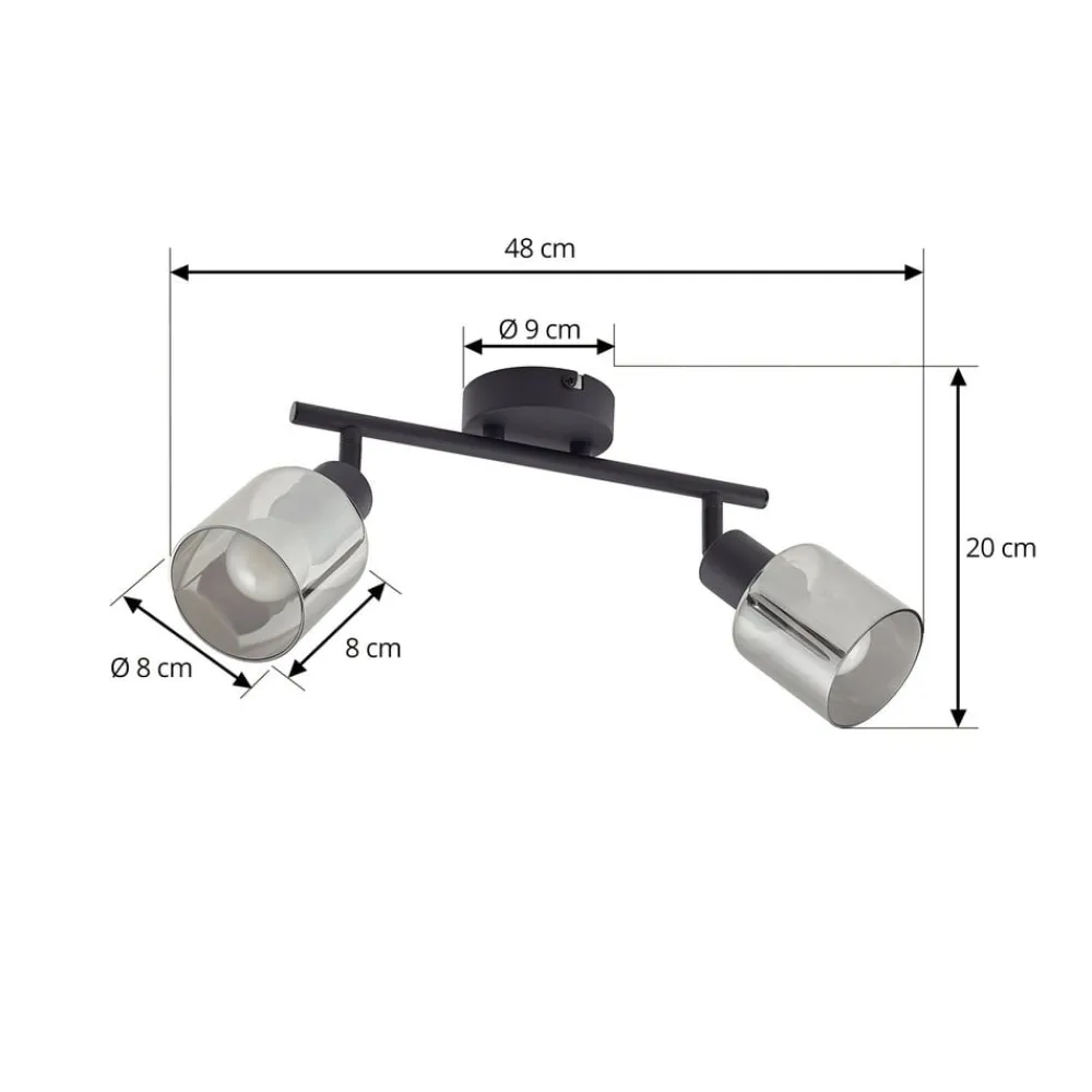 loftlampe Netty, 4 lyskilder, grå, glas^Lindby Hot