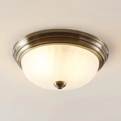 Lindby Gang|Loftlamper>loftlampe Pakka, messingfarvet, glas, 31 cm, E27