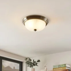 Lindby Gang|Loftlamper>loftlampe Pakka, messingfarvet, glas, 31 cm, E27