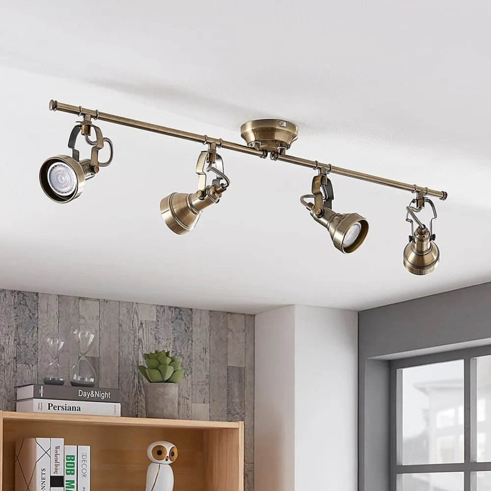 Lindby Loftlamper|Loftlamper>loftlampe Perseas, 78 cm, 4 lyskilder, antik messing, GU10